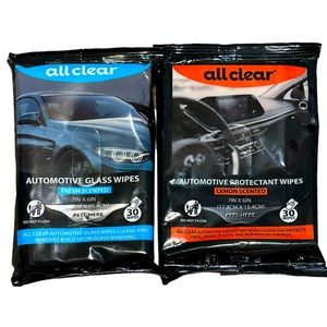 All Clear 2 Pack Automotive Protective & Glass Cleaning Wipes NWT